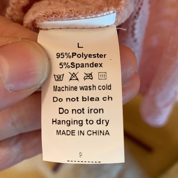 NWOT Waffle Body Sweater with sheer flower print sleeves - Picture 7 of 8